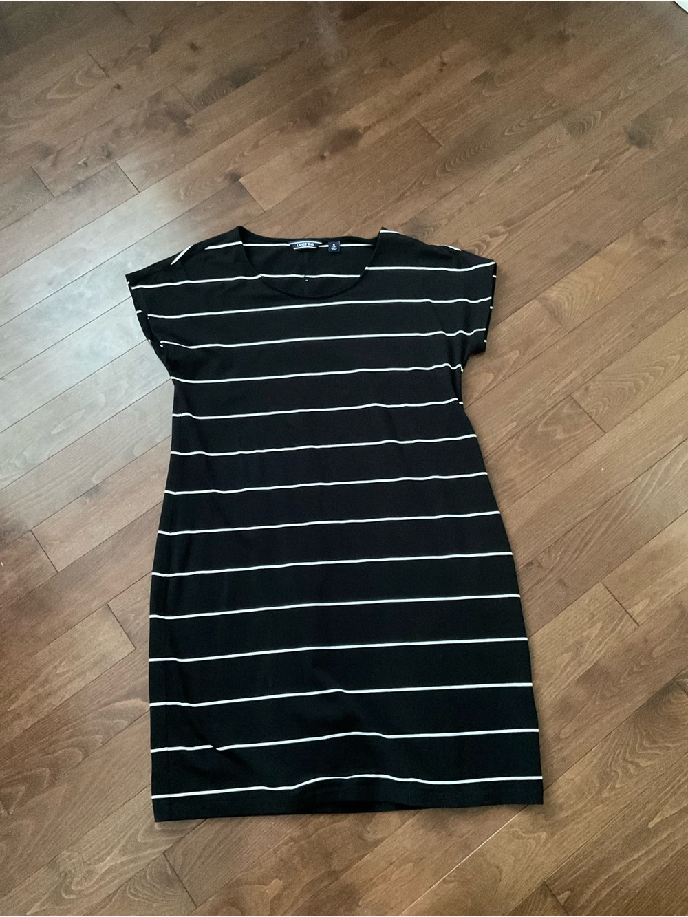 Lands' End Black Dress/White Stripes, size Small